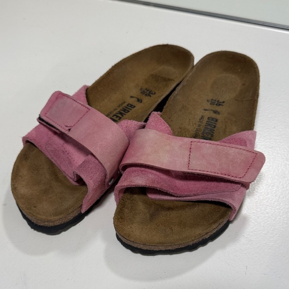 Oita Birkenstock Pink Suede Slide Sandals